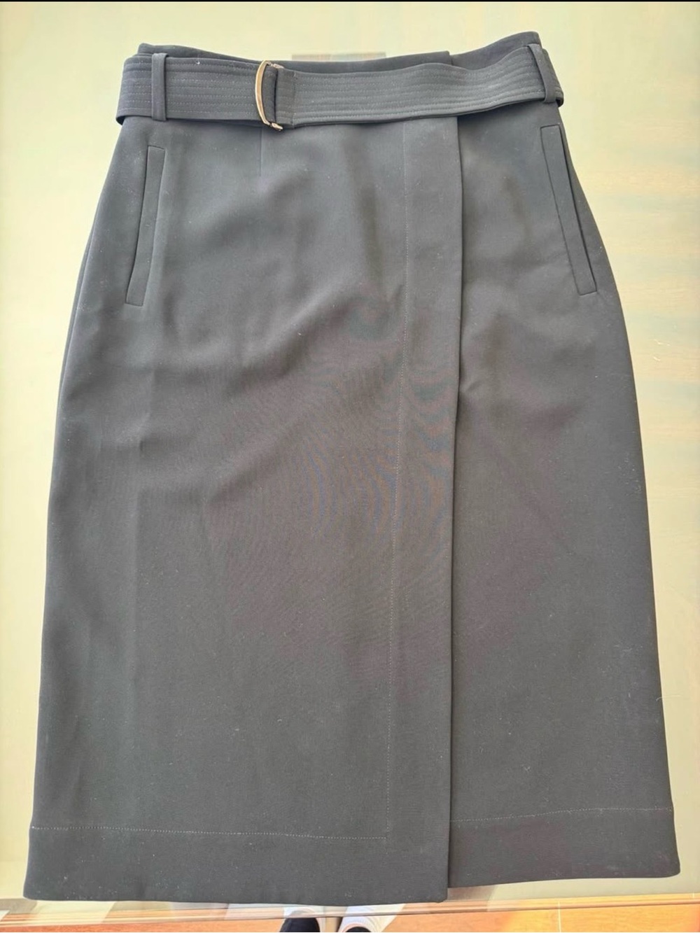 High-Waist Black Pencil Skirt with Matching Belt